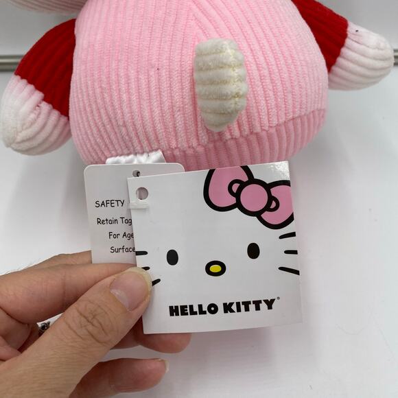 Hello Kitty Sanrio Classic Pose Pink Terry Cloth Ribbed Fabric Plush NEW - Picture 4 of 4